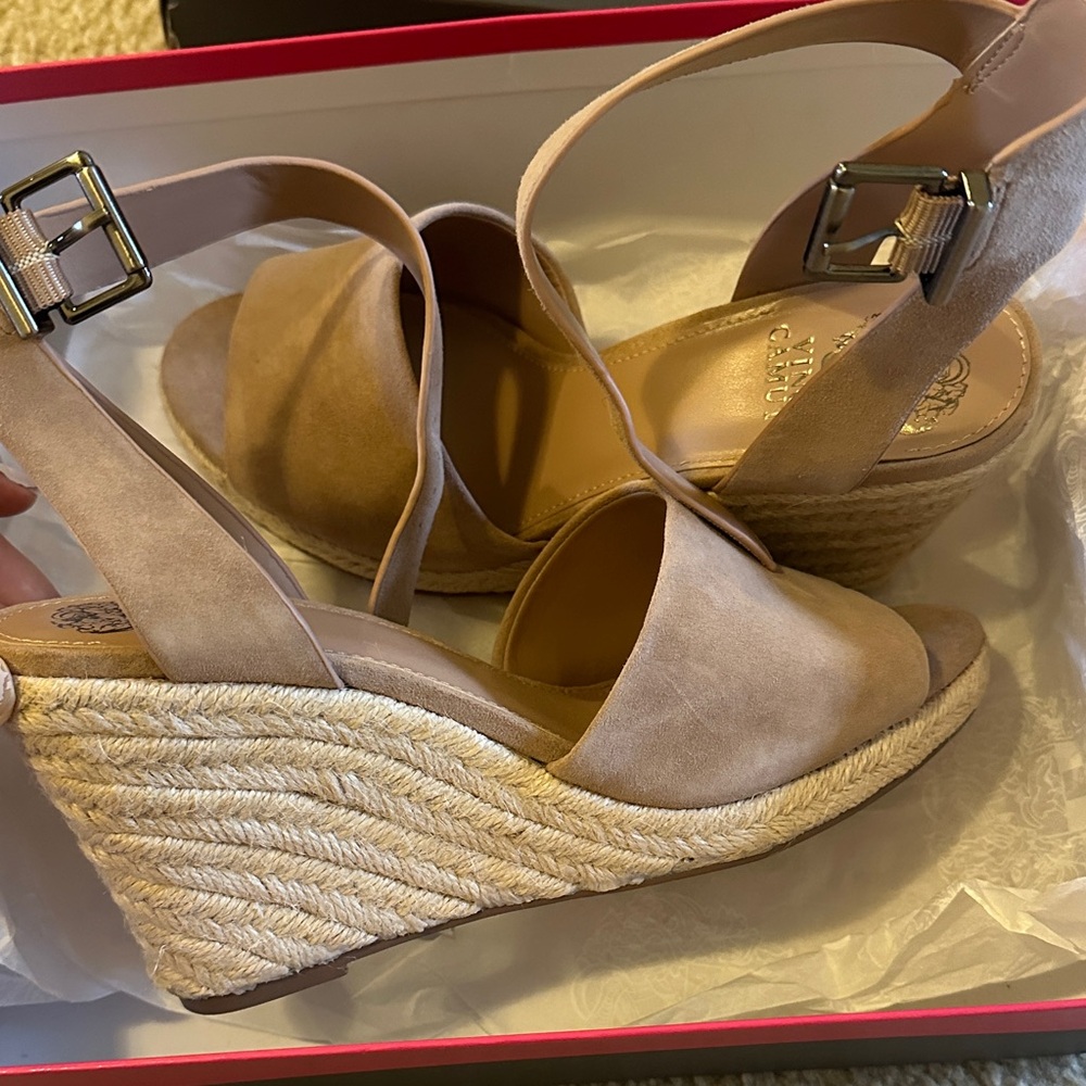 Vince Camuto Tan Suede Wedge Sandals